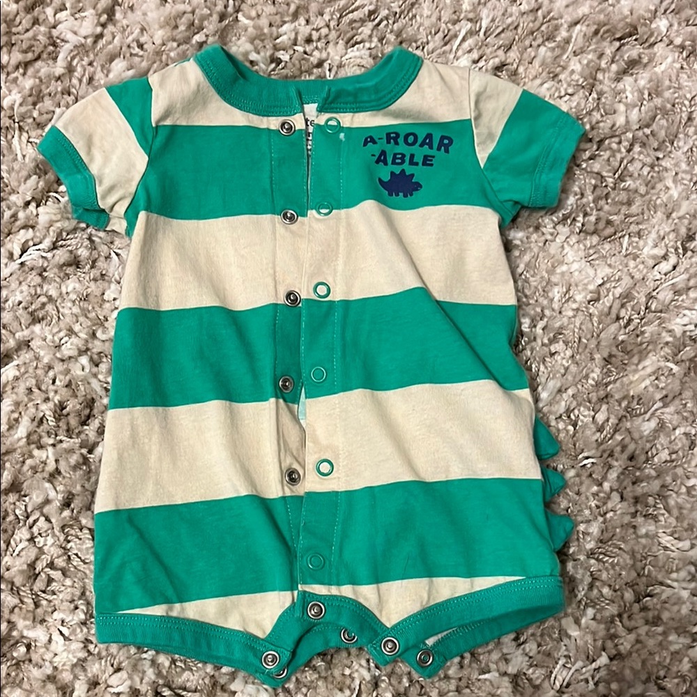 Carter's Green and Cream Striped Bodysuit